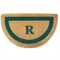 Nedia Home Nedia Home 02057R Single Picture - Green Frame 22 x 36 In. Half Round Heavy Duty Coir Doormat - Monogrammed R O2057R